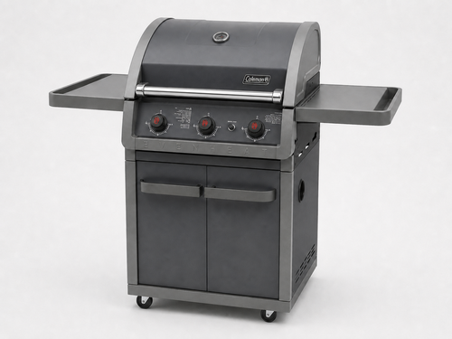 גריל גז Coleman Galaxy 3 מבערים | אפור | מדפים מתקפלים | GrillMaster – מבט מצד ימין